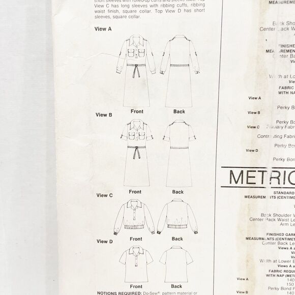 Vintage Stretch & Sew 1560 Tab Front Dress & Top Sewing Pattern UNCUT Sz 28–44 - Picture 3 of 5